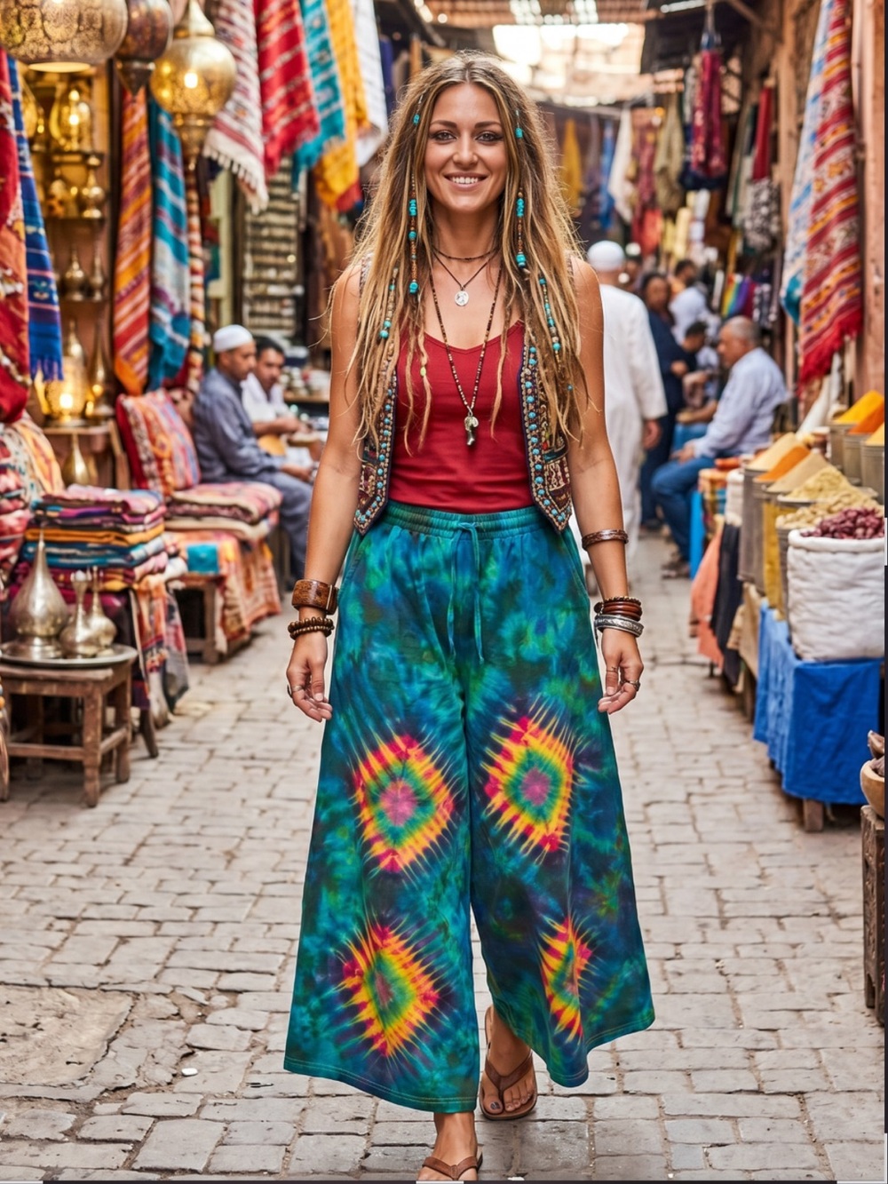 Tie-Dye Wide Leg Pants - Multicolor new